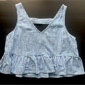 Abound Blue and White Striped Peplum Top